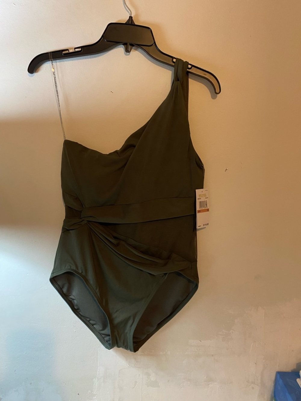 Michael Kors Olive Green One-Shoulder women’s Swimsuit